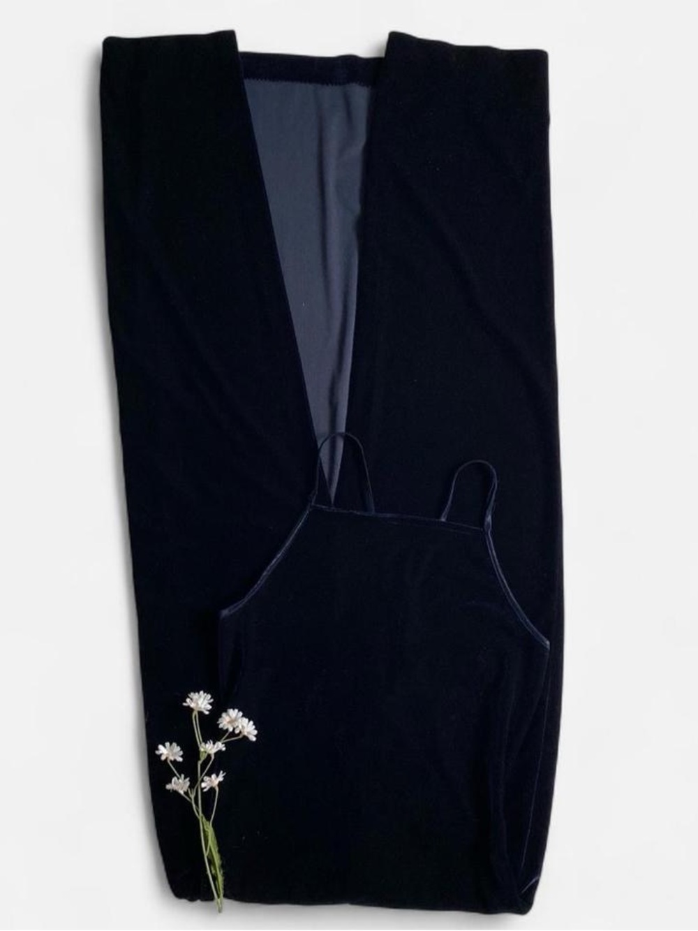 Dark blue velvet formal maxi dress